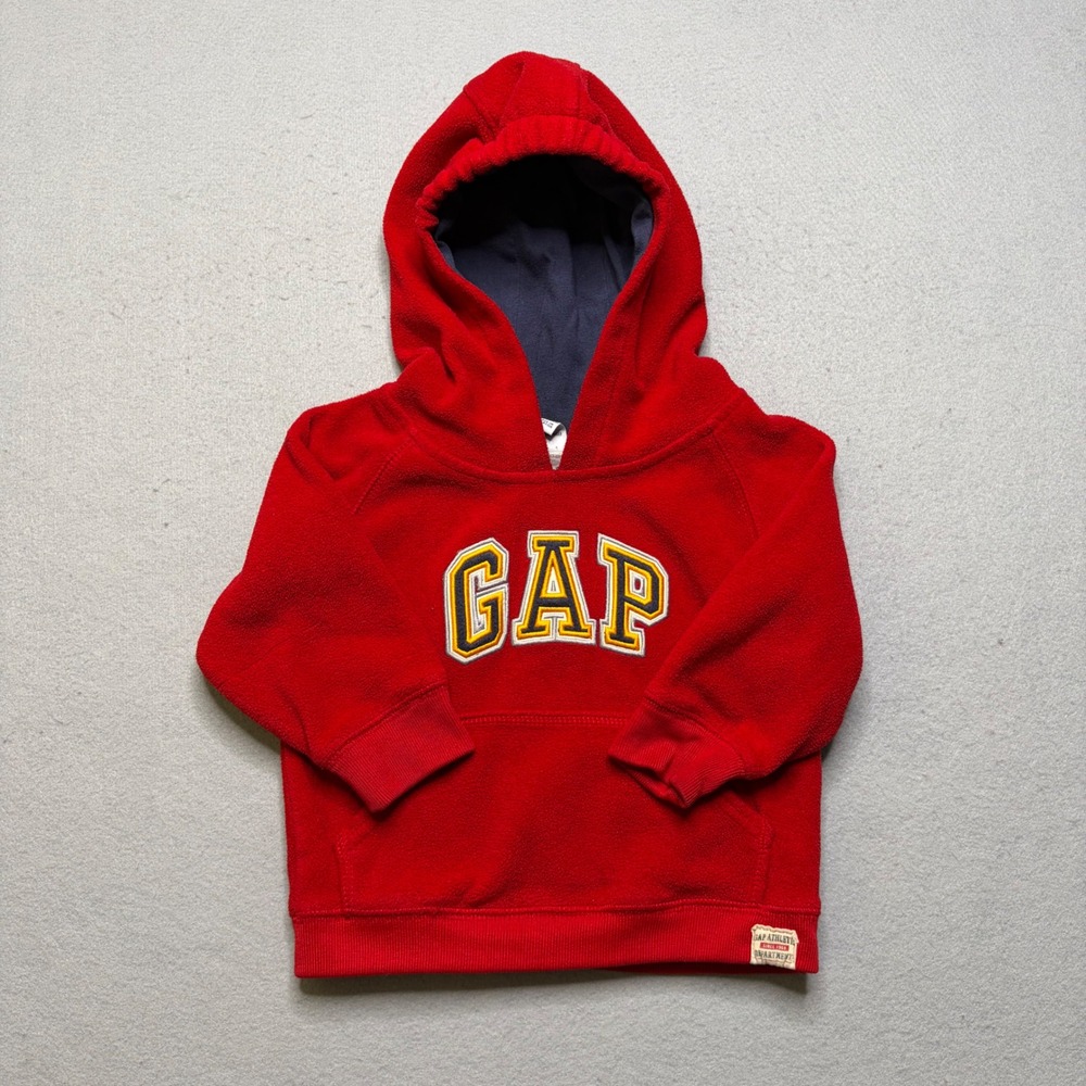 Gap Fleece Hoodie Toddler 18-24M‎ Red Logo Pullover Vintage Y2K Athletic